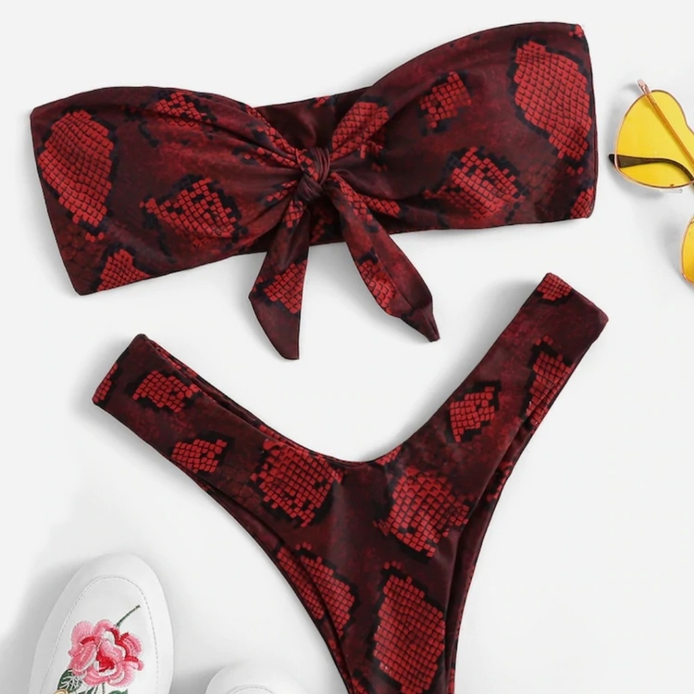 Snake Print Bandeau Bikini